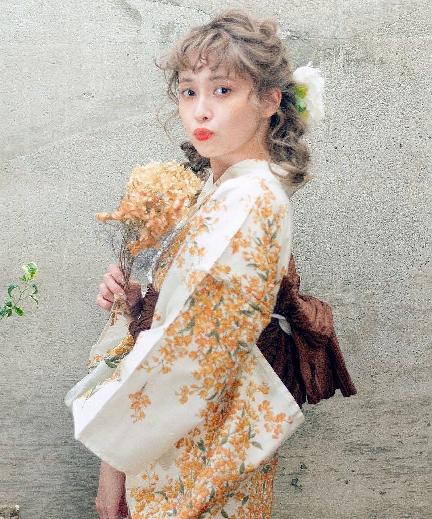 Dita 花柄浴衣・帯・腰紐セット 夏のオレンジユーム 夏のオレンジユーム | Dita（ディータ）オフィシャルストア