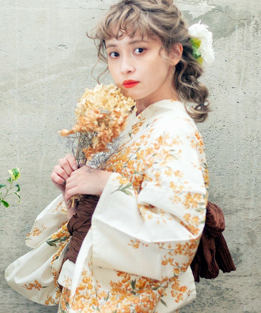 リエンダ2018浴衣 2WAY♪可憐に咲き誇る、鈴蘭×菖蒲柄セパレート浴衣