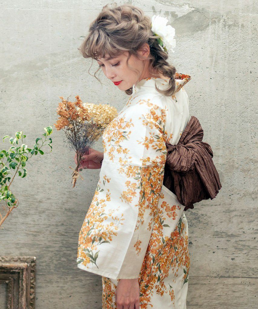 Dita 花柄浴衣・帯・腰紐セット 夏のオレンジユーム 夏のオレンジユーム | Dita（ディータ）オフィシャルストア