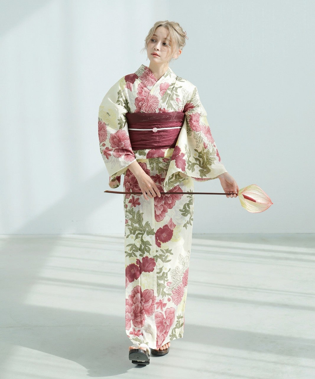 DITA 浴衣 5点セット 赤 牡丹柄 未使用 帯 下駄付き 夏の牡丹重ね | Dita（ディータ）オフィシャルストア