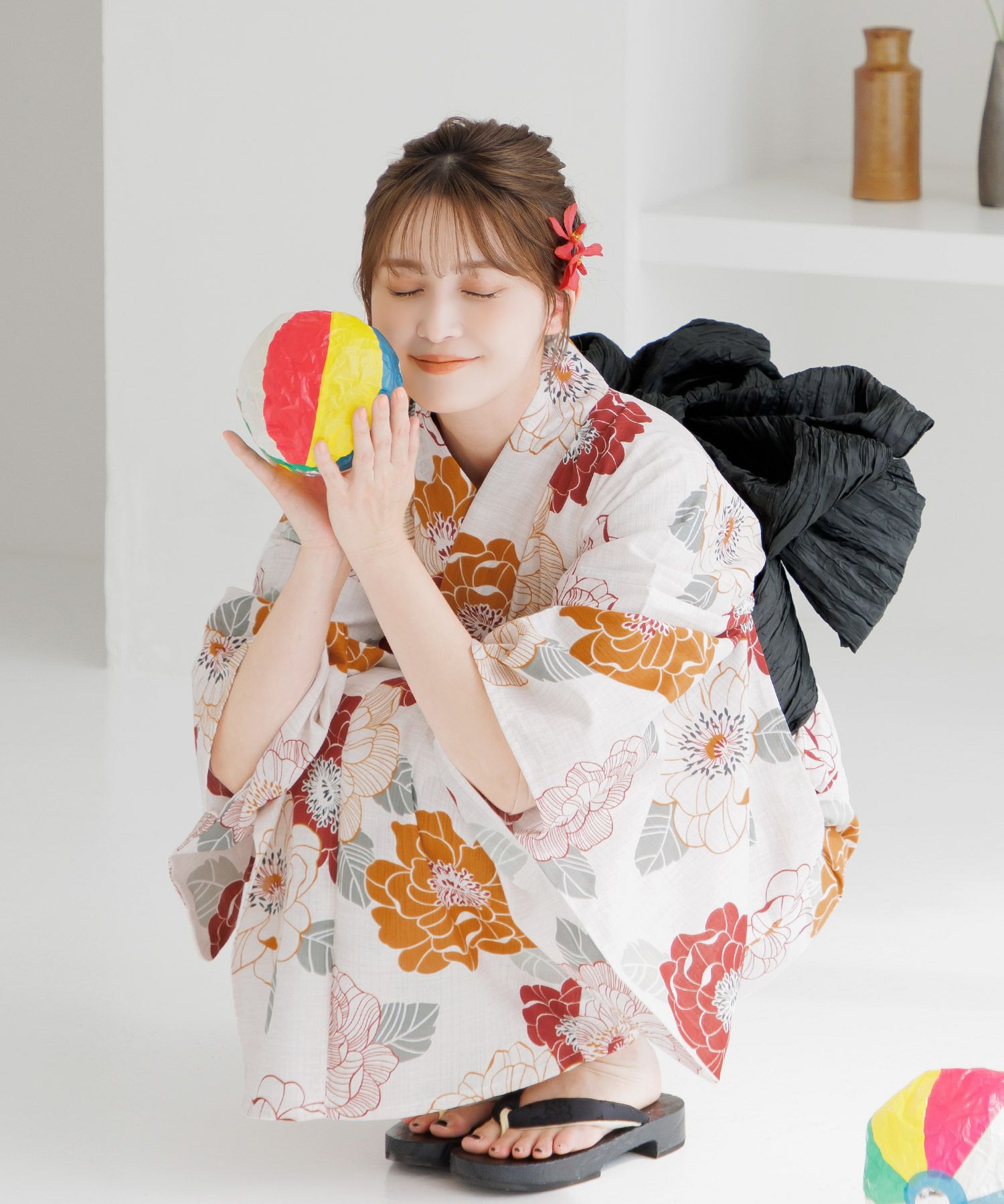 Dita ディータ浴衣5点セット(ゆかた・帯・下駄・着付けマニュアル・腰ひも) 如月の椿 | Dita（ディータ）オフィシャルストア