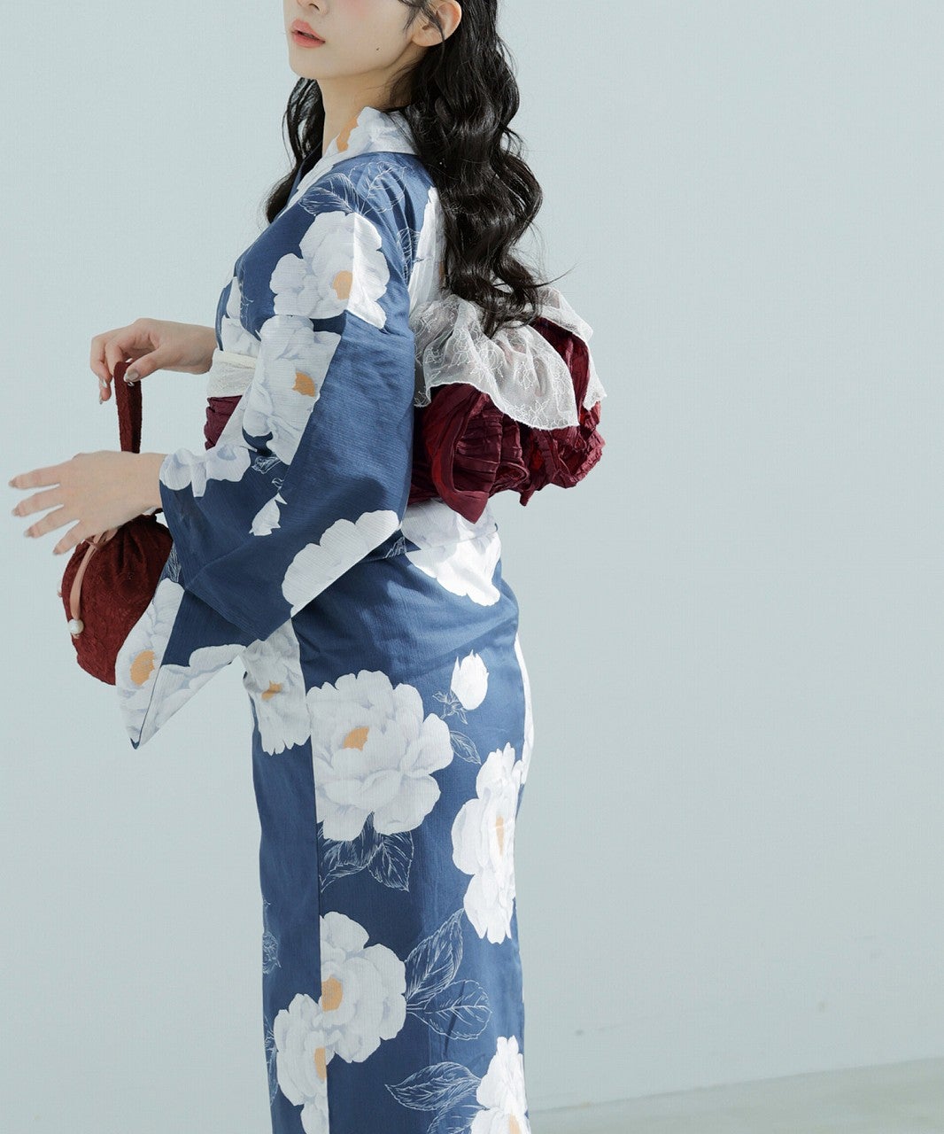 Dita 浴衣 涼風の藍紺牡丹 ふんわりオーガンジー兵児帯 クロ 涼風の藍紺牡丹 | Dita（ディータ）オフィシャルストア