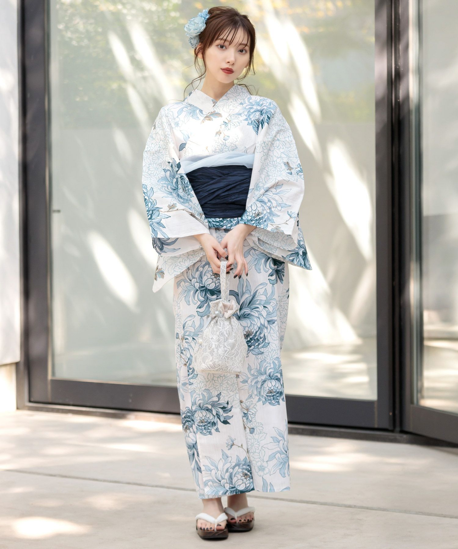 Dita 湊色の乱菊重ね　浴衣　セット　籠バック　帯　下駄 湊色の乱菊重ね | Dita（ディータ）オフィシャルストア