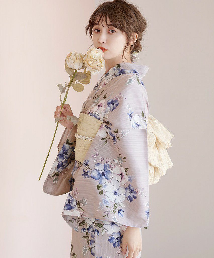 Dita 花柄浴衣・帯・腰紐・下駄セット ecru pink flower | Dita（ディータ）オフィシャルストア