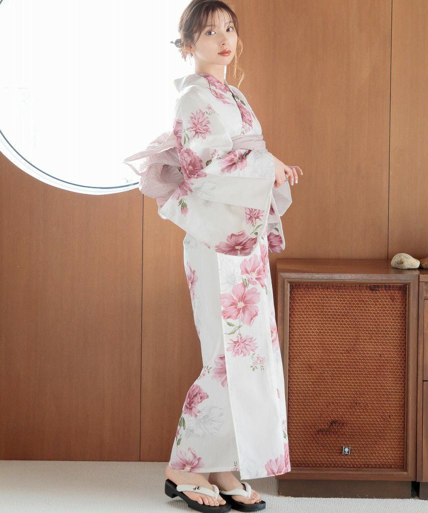 Dita レディース 浴衣 5点セット ピンク 白 花柄 水彩 和風 楽天市場】浴衣 5点セット レディース 簡単着付け 2025（ゆかた・しわ