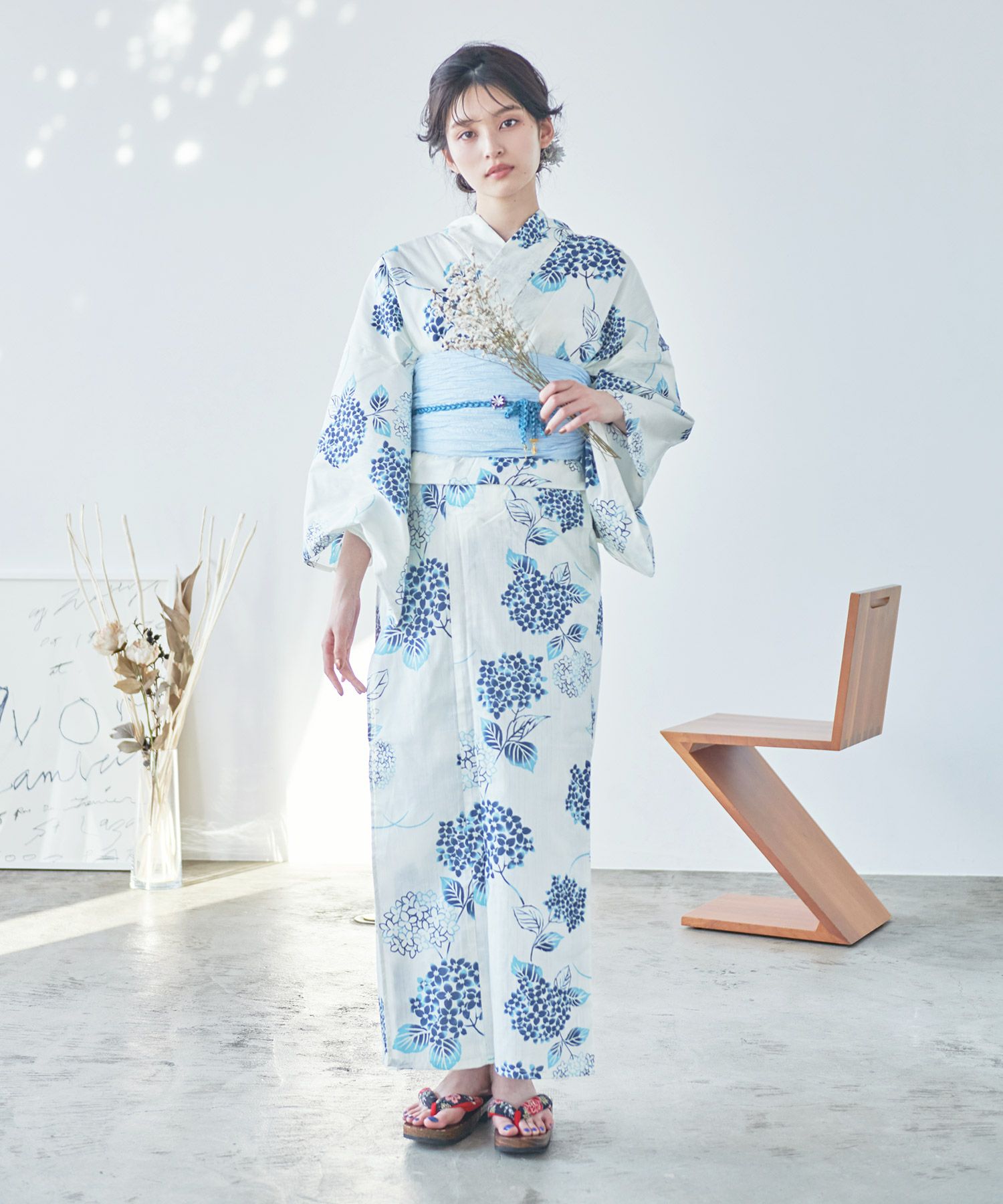 Dita ディータ　紫陽花柄 浴衣・帯セット 生成り色地に紫陽花 | Dita（ディータ）オフィシャルストア