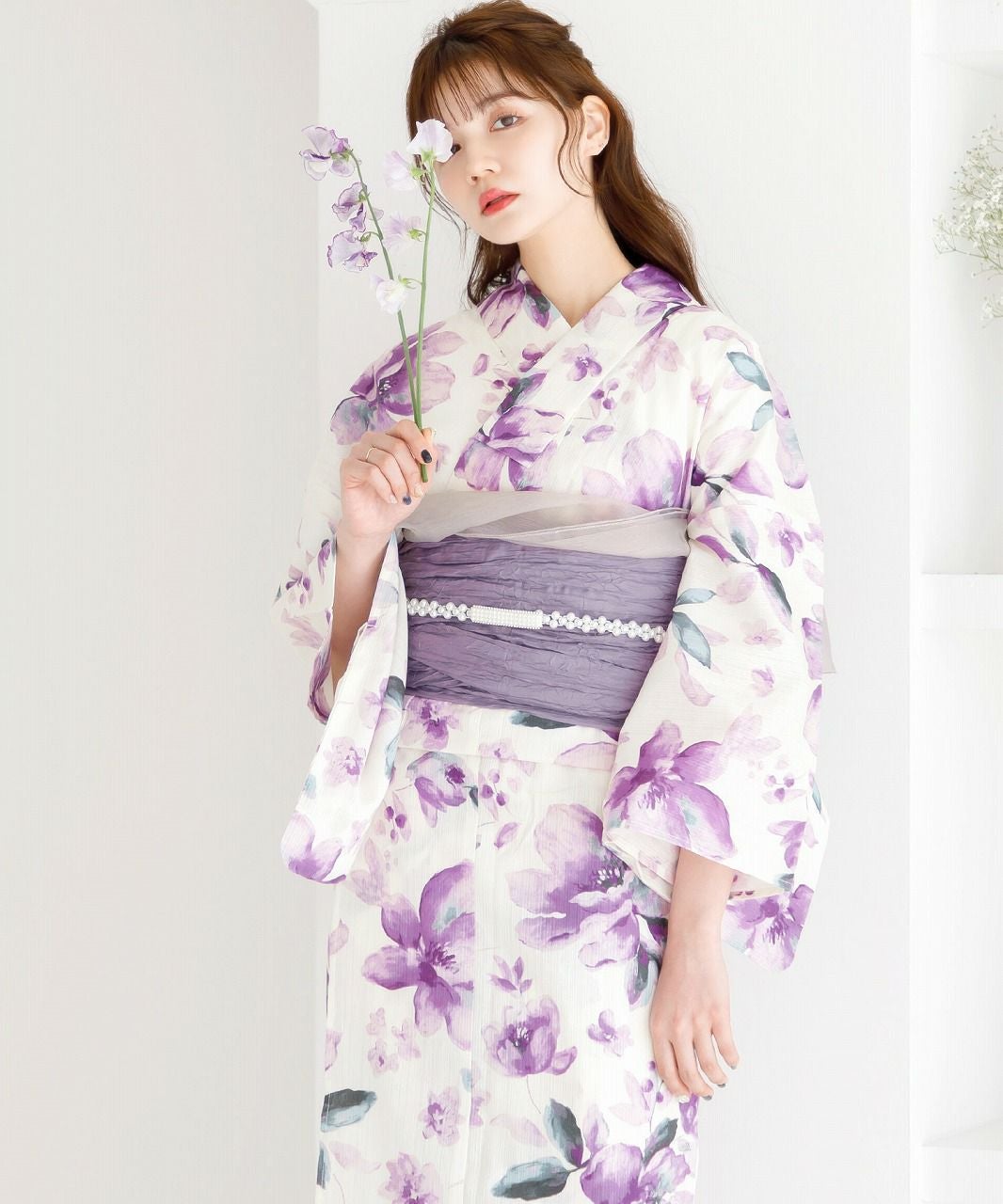 Dita 浴衣　ecru pink flower 薄紫色 藤色の燦々しらべ | Dita（ディータ）オフィシャルストア