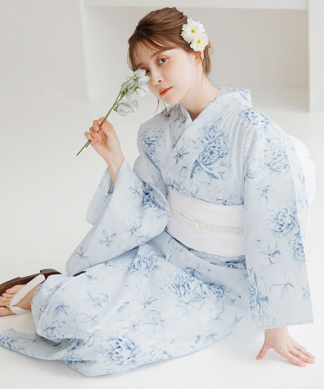 DITA ディータ 浴衣 湊色の水彩紫陽花 白 水色 先行予約/5月中旬より順次発送予定】湊色の水彩紫陽花 | Dita