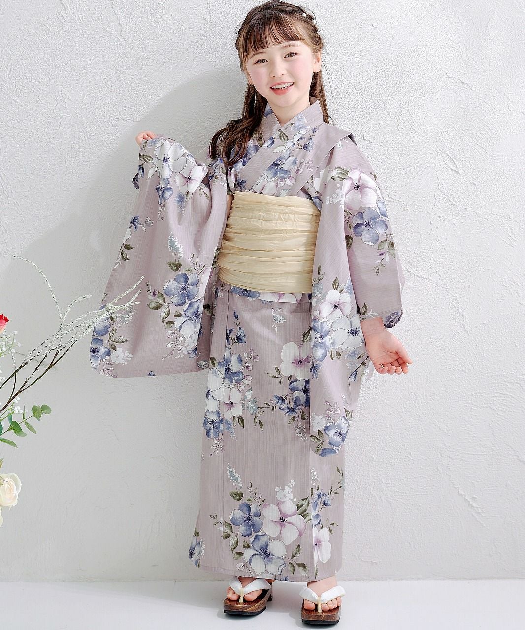 diat 浴衣 ecru pink flower ecru pink flower(kids) | Dita（ディータ）オフィシャルストア
