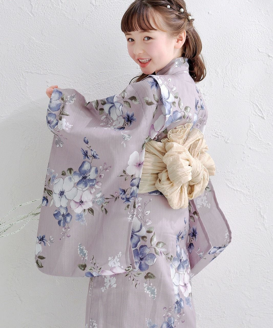 Dita 浴衣　ecru pink flower 薄紫色 ecru pink flower(kids) | Dita（ディータ）オフィシャルストア