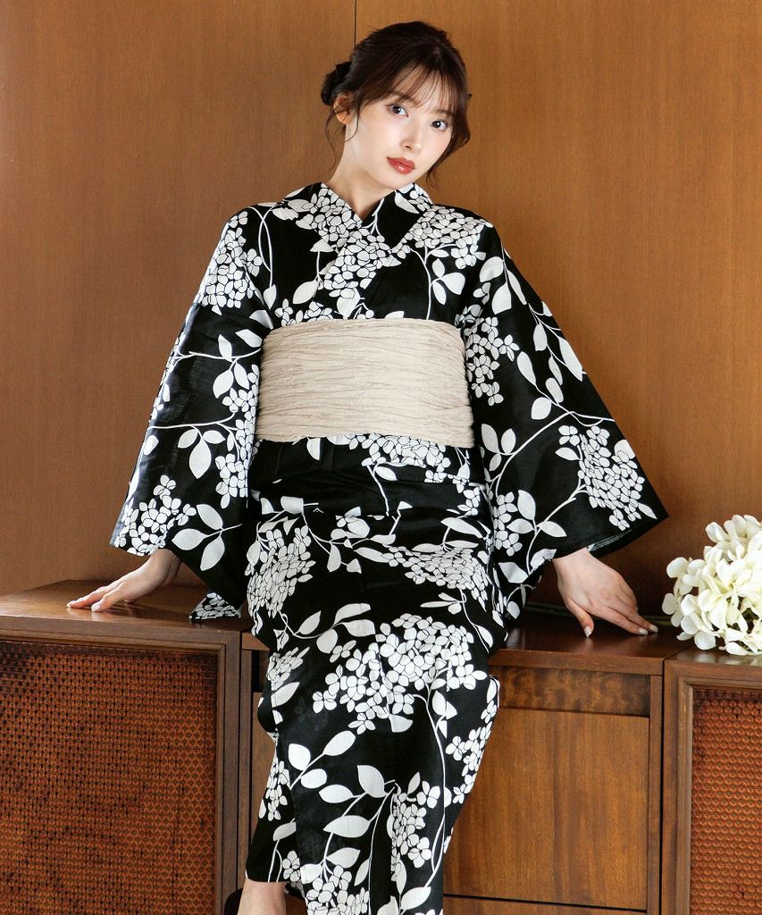 DITA ディータ 浴衣 2点セット 月夜の乱菊しらべ 黒 白 ピンク 霜月の紫陽花しらべ | Dita（ディータ）オフィシャルストア