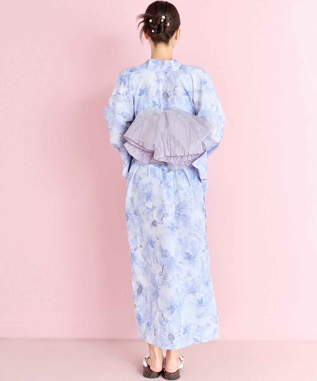 Dita ワンピース浴衣3点セット(羽織、ワンピース、作り帯) 白月の花ゆらぎ 白月の花ゆらぎ(藤) | Dita（ディータ）オフィシャルストア